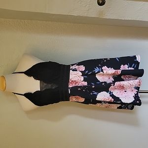 Speechless Navy and Pink Floral Mini Dress Small